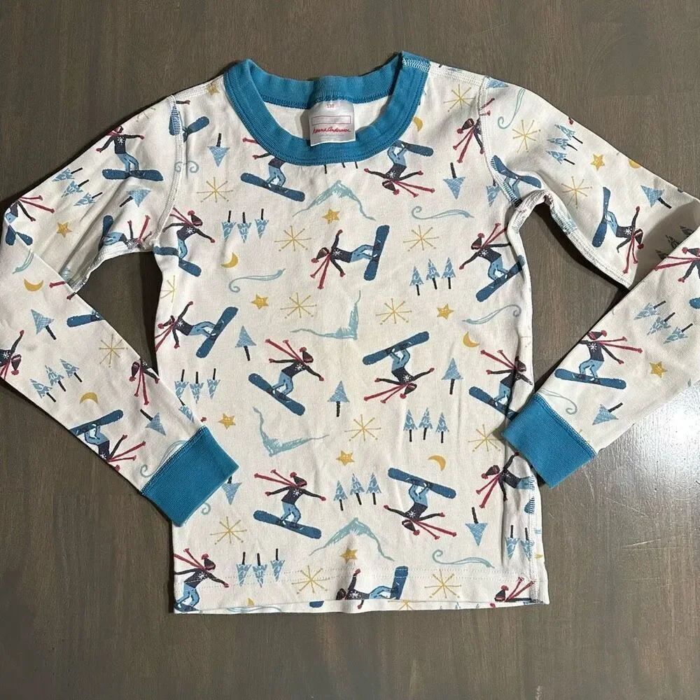 Hanna Andersson size 8 Ski Print Long John Pajama TOP ONLY